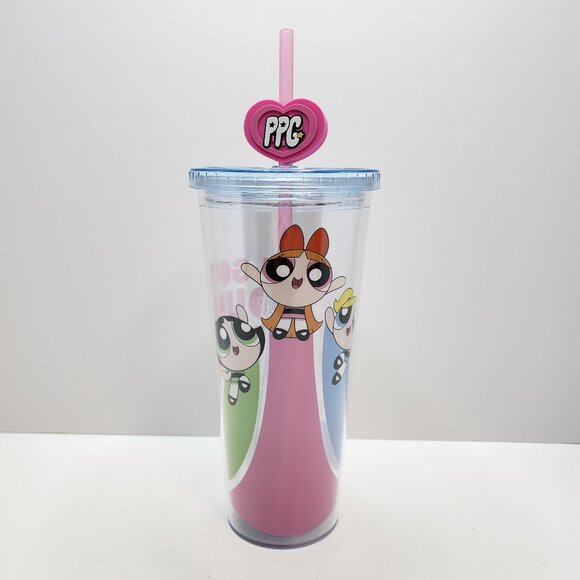 Powerpuff Girls 24oz Reusable Travel Cup with Lid | Tumbler Straw Topper NEW - Picture 1 of 7